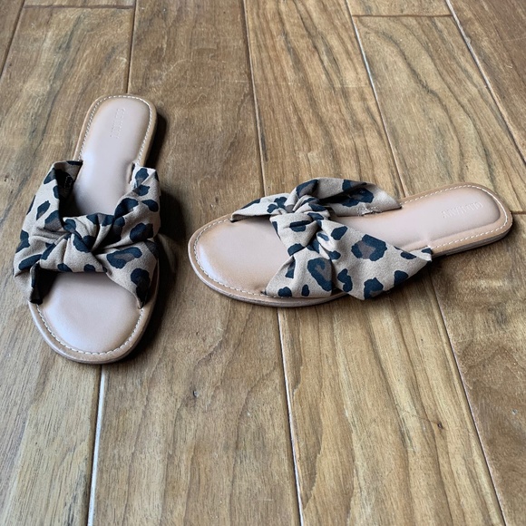 NEW! Unworn Leopard Print Knot Slide Sandals Neutral Casual Summer Women Size 10 - Picture 1 of 13